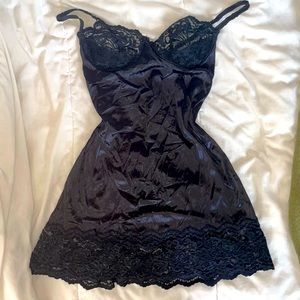 Victoria’s Secret Vintage 80s Black Satin Bustier Slip